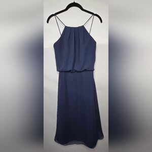 NWT Women's Sorella Vita Navy Chiffon Cocktail Dress w/ Spaghetti Straps Size 8